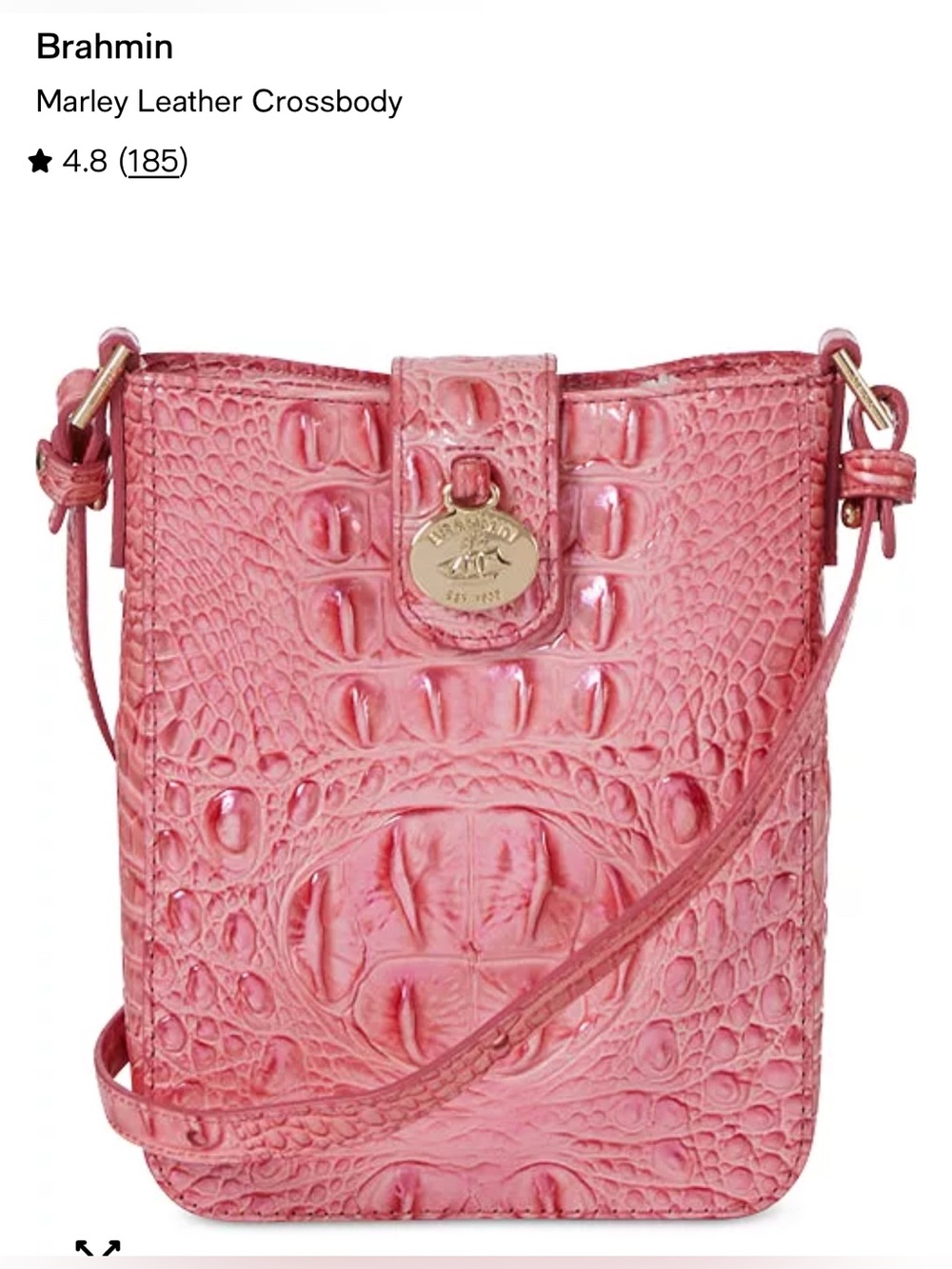 NWT BRAHMIN Marley Croc Leather Crossbody Bag in Pink Punch Melbourne